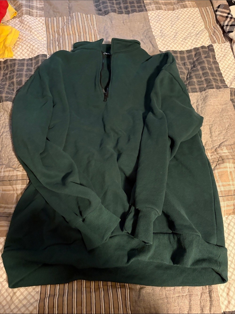 Women's Dark Green Half-Zip Sweater Pullover